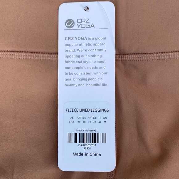 NWT New CRZ YOGA Beige Fleece Lined Leggings w/Pockets Water Resistant Small - Picture 5 of 6